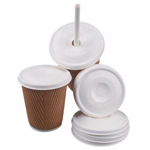Couvercle de gobelet en bagasse 12 oz 16 oz Couvercle de café pour gobelet en papier biodégradable pulpe de bagasse Koffiekopje Deksel