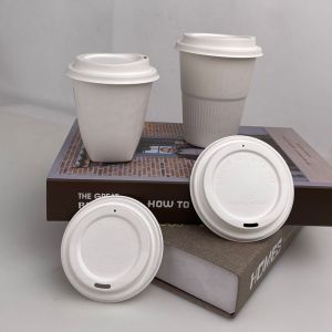 Respectueux de l'environnement 80 mm 90 mm compostable couvercle jetable couvercle de gobelet de café biodégradable couvercle de gobelet en papier cou