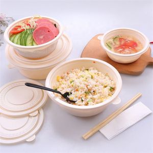 Eco Cornstarch bowls Corn starch biodegradable disposable for hot soup and salad