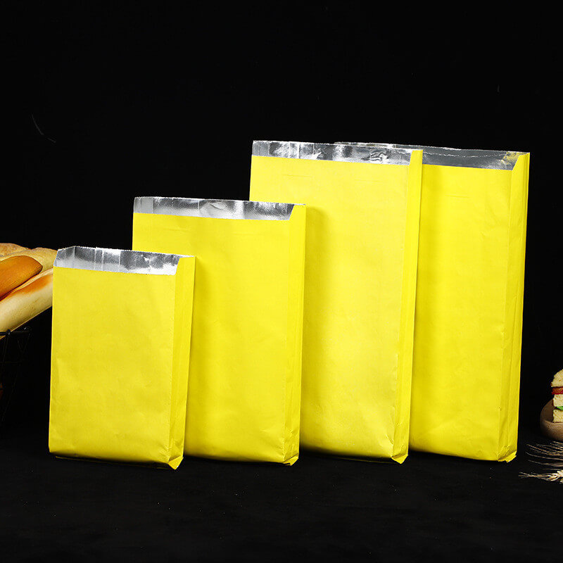 Custom Plain Color Aluminium Foil Three Side Seal Food Packaging Pouch Bag Pour Épices Greaseproof Kebab Paper Bread