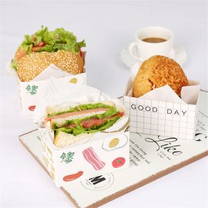 Feuilles blanches Impression Sandwich Eau et Huile Épreuve Papier d’emballage alimentaire personnalisé