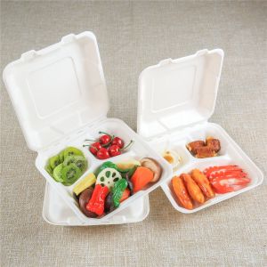 Bagasse Food Box Biodégradable 3-Compartiments-Food Container Compostable Liste de prix