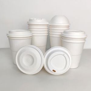 Jetables tasses à café à emporter couvercle en papier couvercle couverts bagasse couverts tasse personnalisée couvercle
