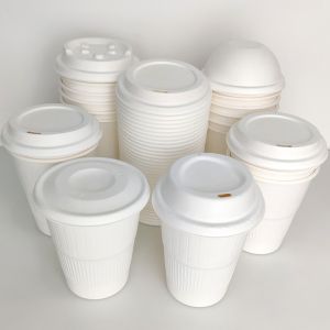 Couvercle en bagasse pour tasses à café en papier biodégradable