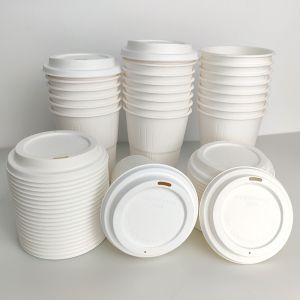 Recyclage à froid Bagasse Custom Cover Paper Cup Cover 8 oz