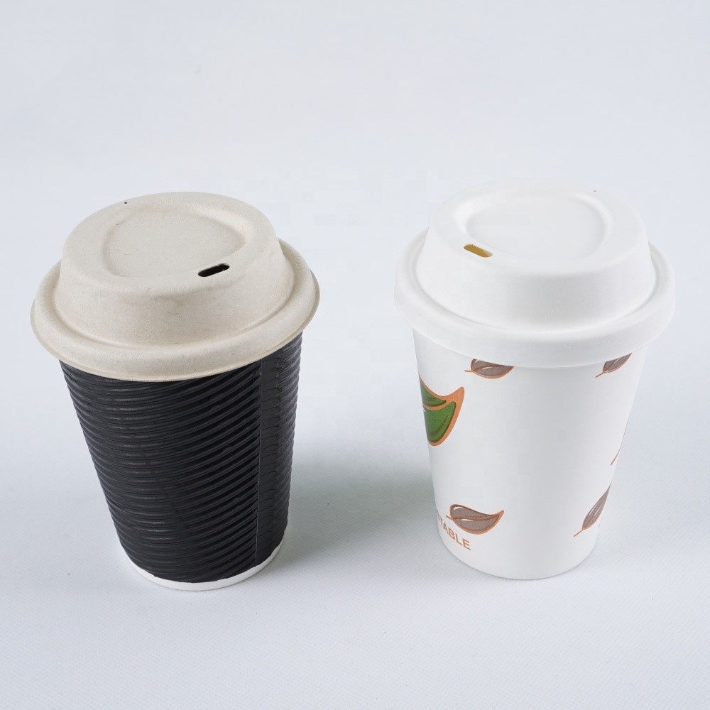 Boba 90mm compostable pulpe de bagasse couvercle de gobelet à café couvercle de gobelet en papier jetable